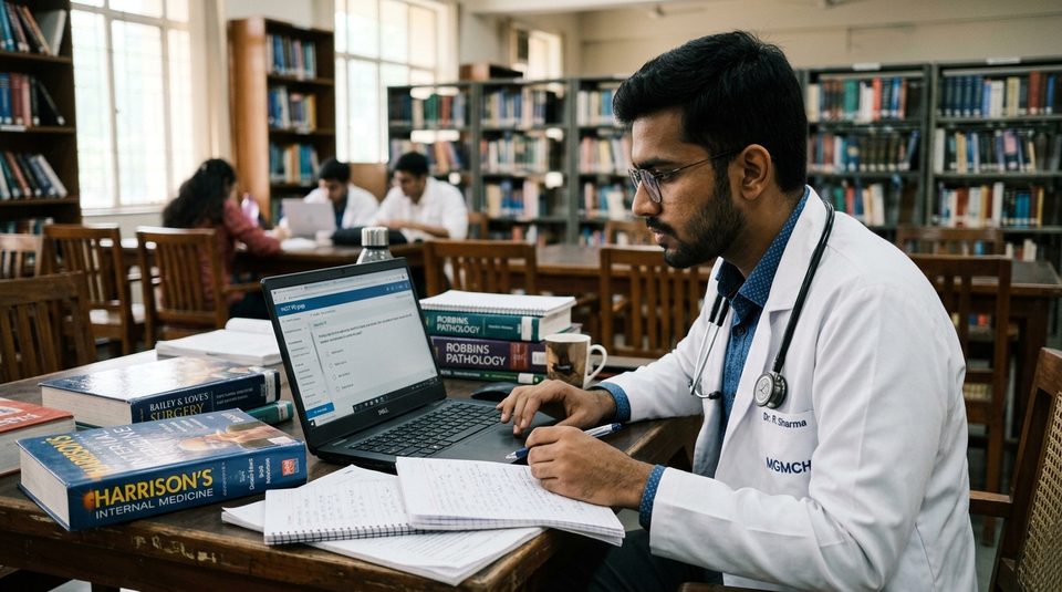 Medical Doctor preparing for UPSC CMS CBT Exam on MedQprep interface